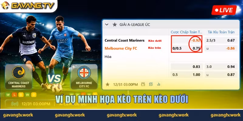 Ví dụ minh họa kèo trên kèo dưới
